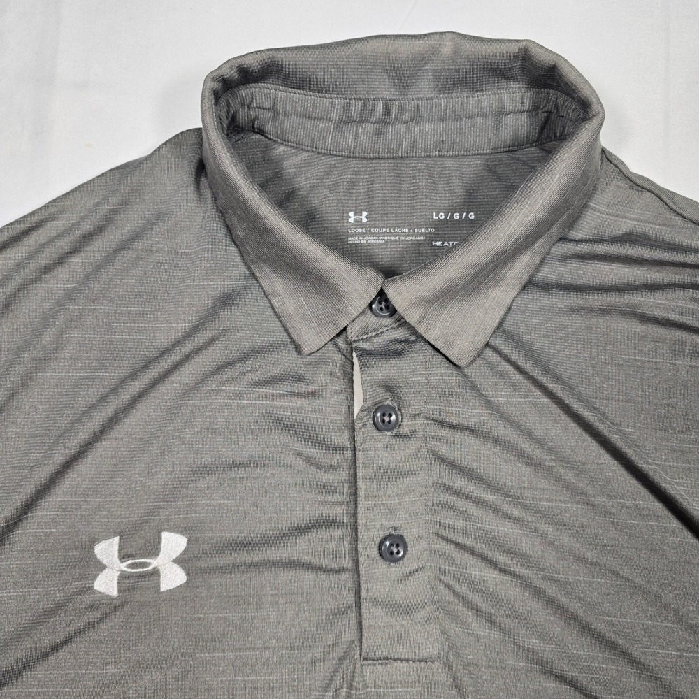 Under Armour Men's Polo Large HeatGear Performance Moisture Wicking Grey Golf